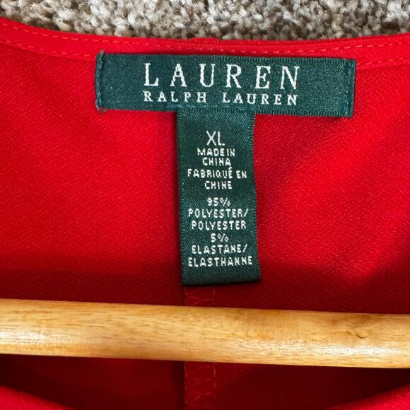 Lauren Ralph Lauren Womens Size XL Deed Red Long Sleeve Popover Top Keyhole Neck - Picture 7 of 11